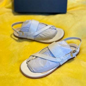 COLE HAAN Anica Sandals Off White Snakeskin Size 9